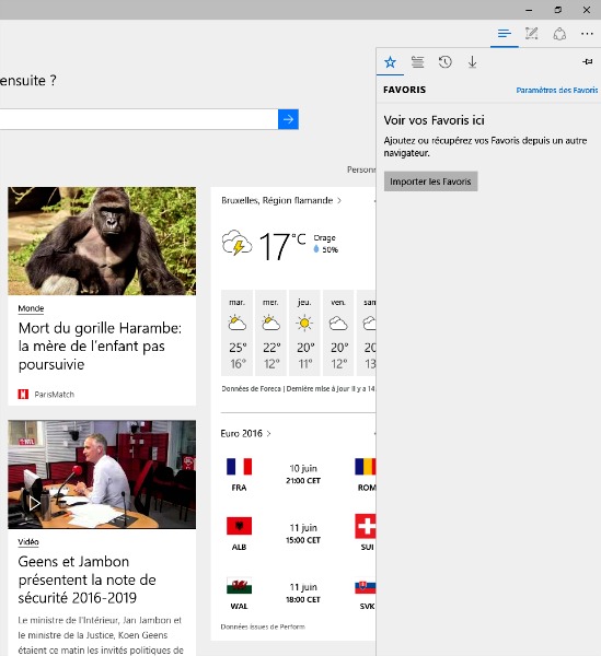 importer les favoris d'internet explorer